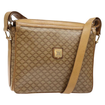 CELINE Macadam Canvas Shoulder Bag Beige Gold Auth ki5971