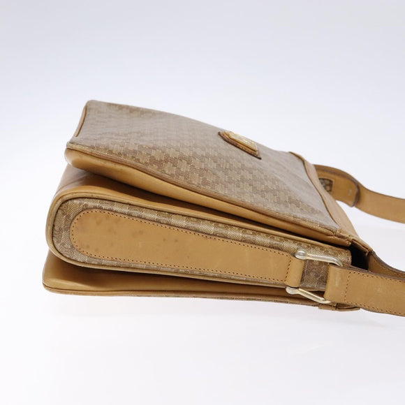 CELINE Macadam Canvas Shoulder Bag Beige Gold Auth ki5971