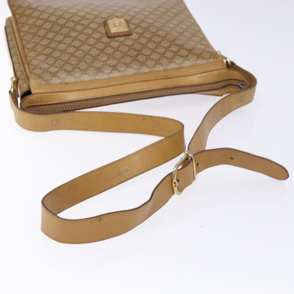 CELINE Macadam Canvas Shoulder Bag Beige Gold Auth ki5971