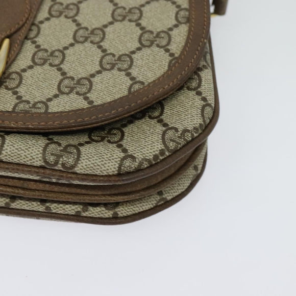 GUCCI GG Supreme Shoulder Bag PVC Beige Gold Auth ki5972