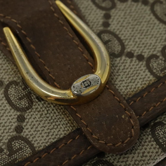 GUCCI GG Supreme Shoulder Bag PVC Beige Gold Auth ki5972