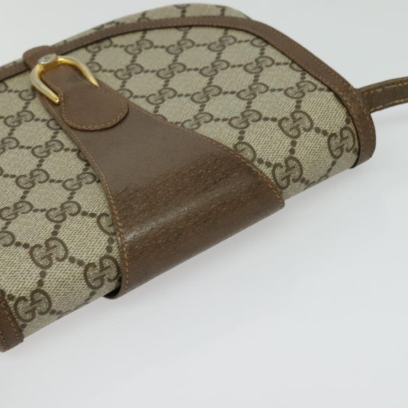 GUCCI GG Supreme Shoulder Bag PVC Beige Gold Auth ki5972