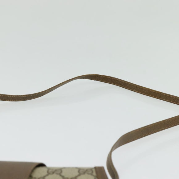 GUCCI GG Supreme Shoulder Bag PVC Beige Gold Auth ki5972