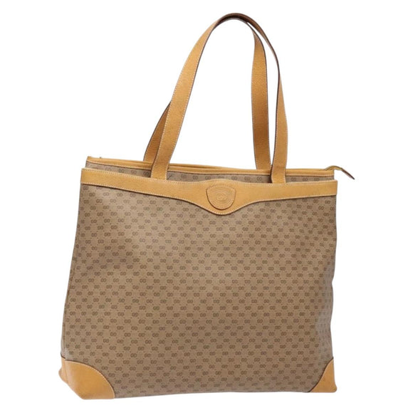 GUCCI Micro GG Supreme Tote Bag PVC Beige Gold Auth ki5973
