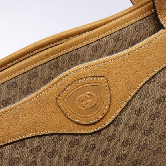 GUCCI Micro GG Supreme Tote Bag PVC Beige Gold Auth ki5973
