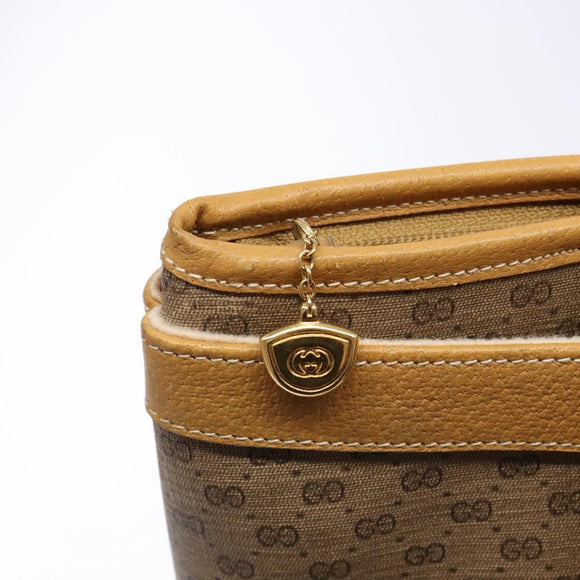 GUCCI Micro GG Supreme Tote Bag PVC Beige Gold Auth ki5973