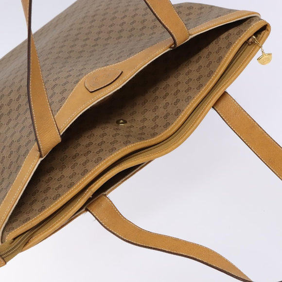 GUCCI Micro GG Supreme Tote Bag PVC Beige Gold Auth ki5973