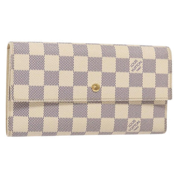 LOUIS VUITTON Damier Azur Porte Tresor International Wallet M61215 Auth ki5974