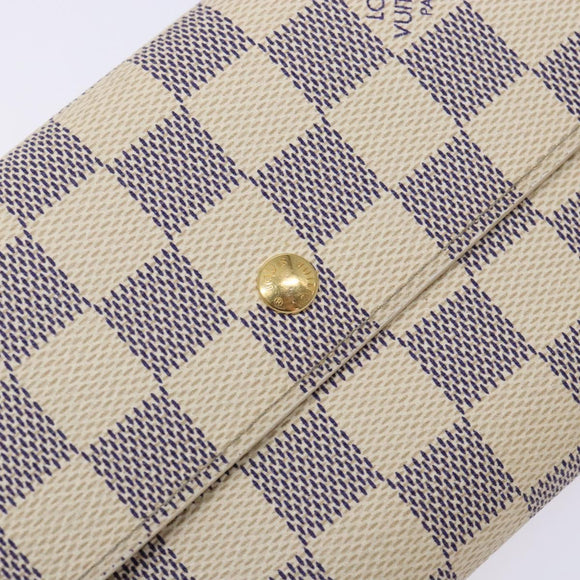 LOUIS VUITTON Damier Azur Porte Tresor International Wallet M61215 Auth ki5974