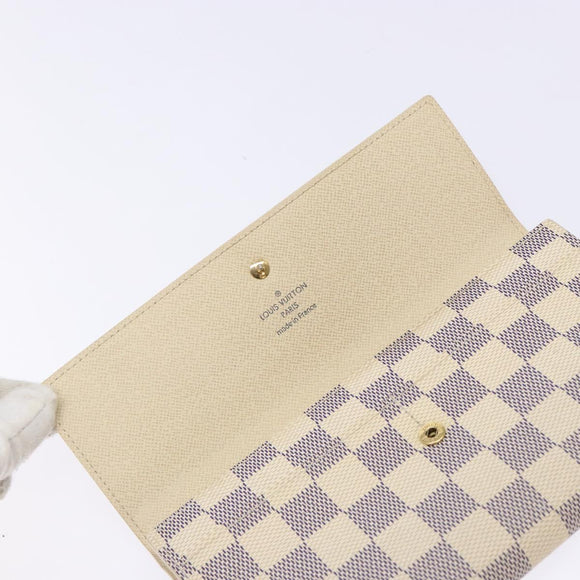 LOUIS VUITTON Damier Azur Porte Tresor International Wallet M61215 Auth ki5974