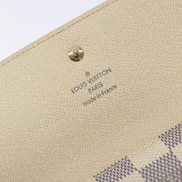 LOUIS VUITTON Damier Azur Porte Tresor International Wallet M61215 Auth ki5974