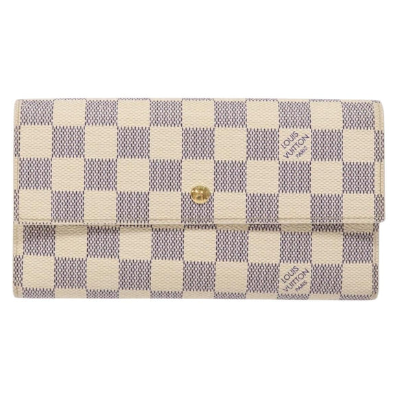 LOUIS VUITTON Damier Azur Porte Tresor International Wallet M61215 Auth ki5974