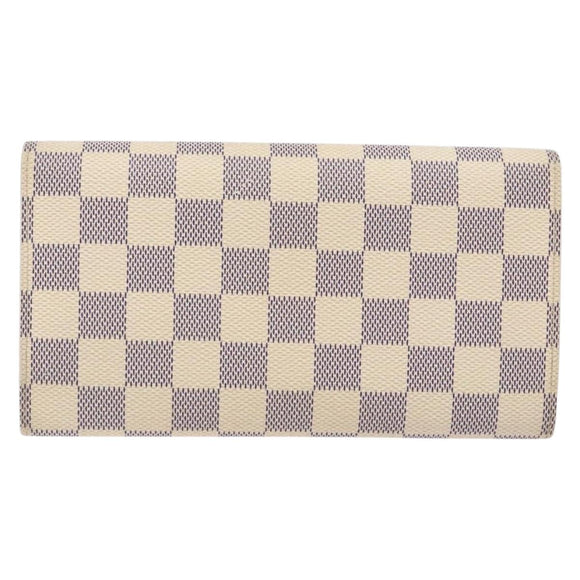 LOUIS VUITTON Damier Azur Porte Tresor International Wallet M61215 Auth ki5974