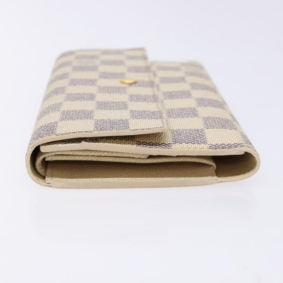 LOUIS VUITTON Damier Azur Porte Tresor International Wallet M61215 Auth ki5974