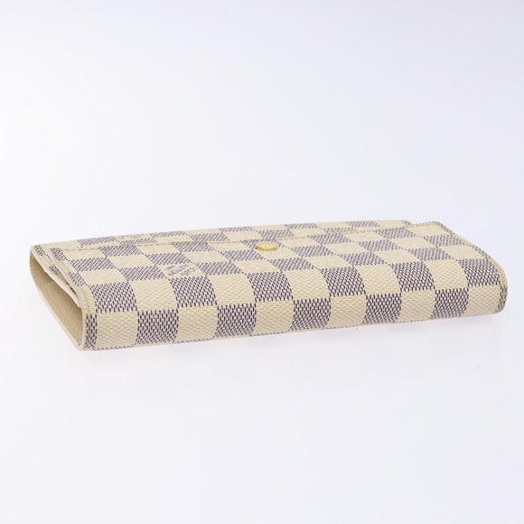 LOUIS VUITTON Damier Azur Porte Tresor International Wallet M61215 Auth ki5974