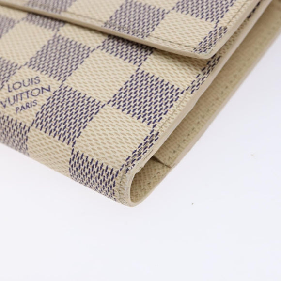 LOUIS VUITTON Damier Azur Porte Tresor International Wallet M61215 Auth ki5974