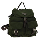 PRADA Backpack Nylon Khaki Silver Auth ki5980-1