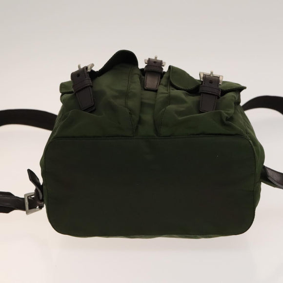 PRADA Backpack Nylon Khaki Silver Auth ki5980
