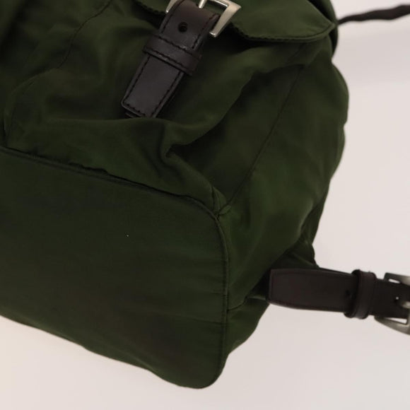PRADA Backpack Nylon Khaki Silver Auth ki5980