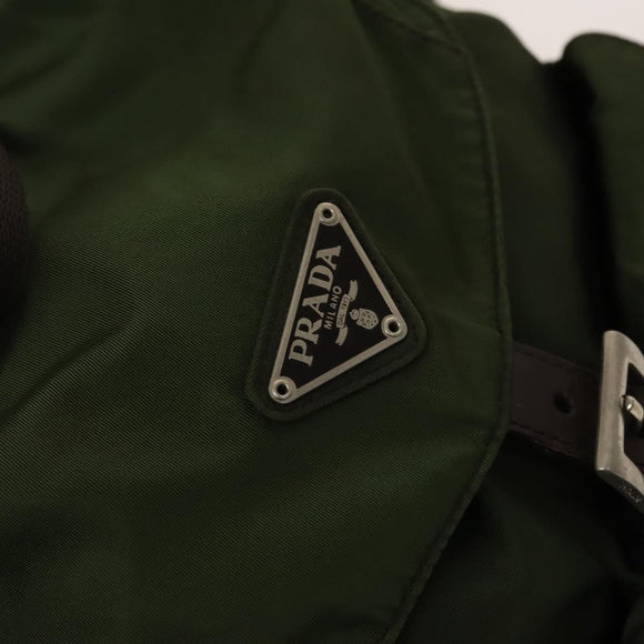 PRADA Backpack Nylon Khaki Silver Auth ki5980