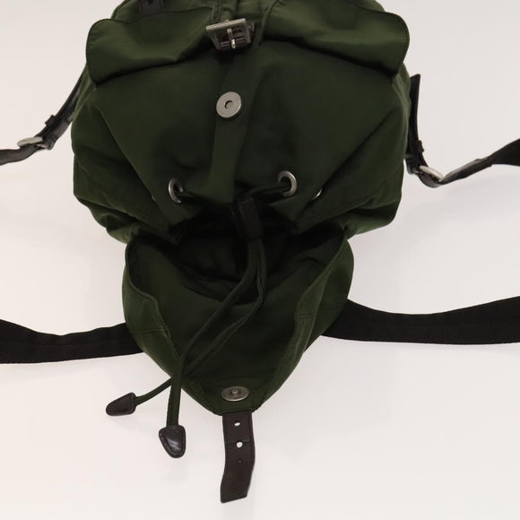 PRADA Backpack Nylon Khaki Silver Auth ki5980