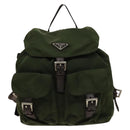 PRADA Backpack Nylon Khaki Silver Auth ki5980-13