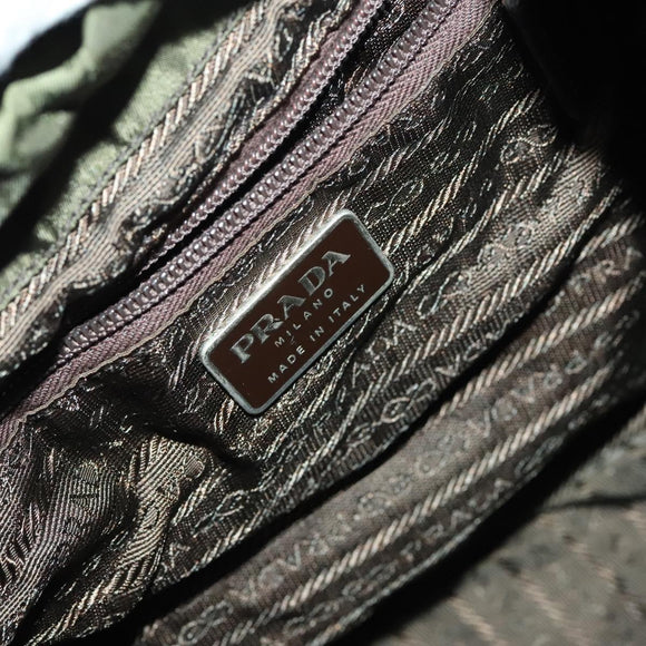 PRADA Backpack Nylon Khaki Silver Auth ki5980