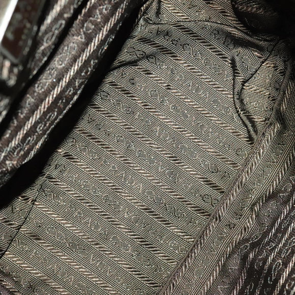 PRADA Backpack Nylon Khaki Silver Auth ki5980