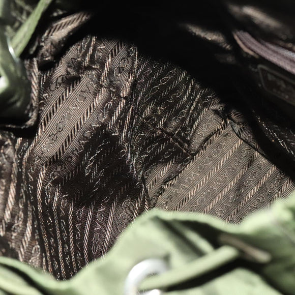 PRADA Backpack Nylon Khaki Silver Auth ki5980