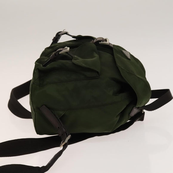 PRADA Backpack Nylon Khaki Silver Auth ki5980