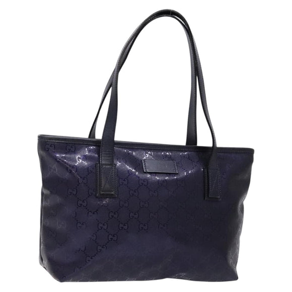 GUCCI GG implementation Tote Bag PVC Navy Silver 211133 Auth ki5982