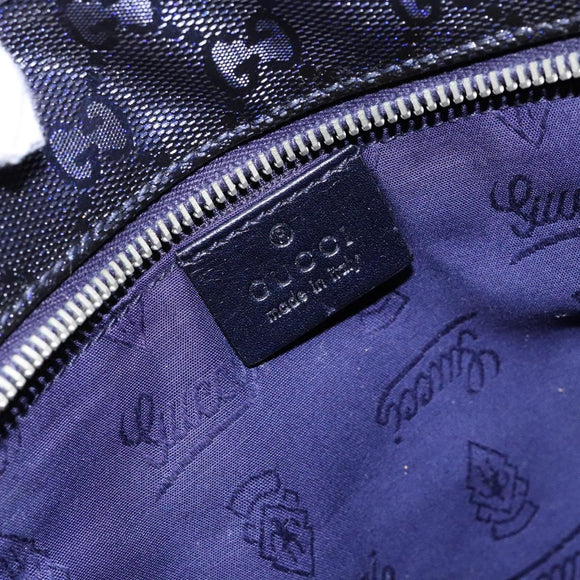 GUCCI GG implementation Tote Bag PVC Navy Silver 211133 Auth ki5982