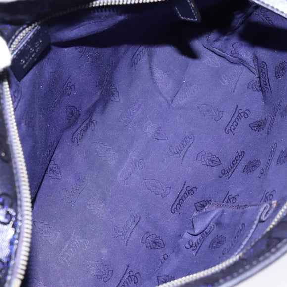 GUCCI GG implementation Tote Bag PVC Navy Silver 211133 Auth ki5982