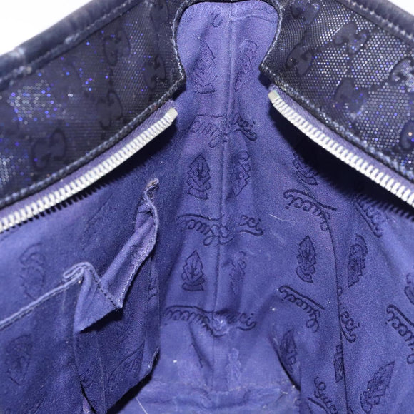 GUCCI GG implementation Tote Bag PVC Navy Silver 211133 Auth ki5982
