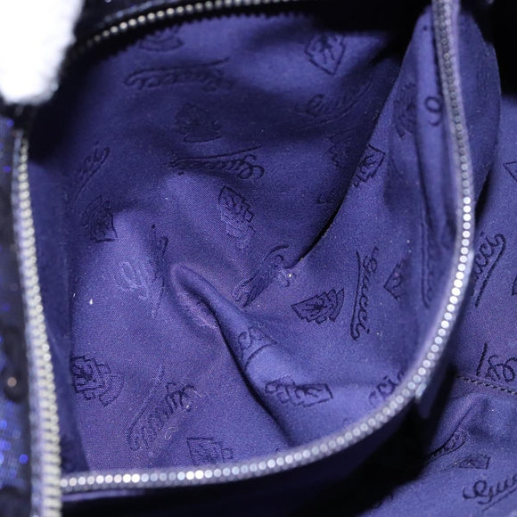 GUCCI GG implementation Tote Bag PVC Navy Silver 211133 Auth ki5982