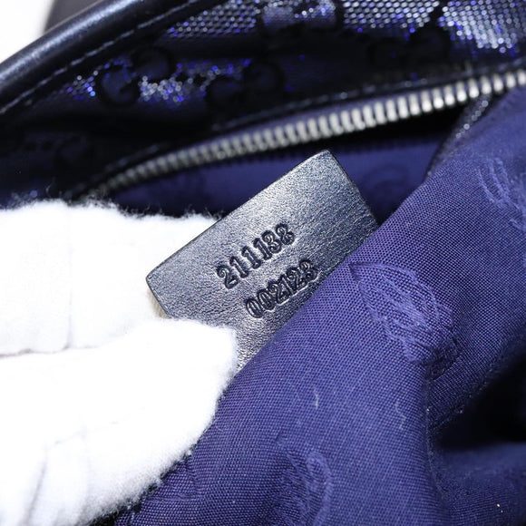 GUCCI GG implementation Tote Bag PVC Navy Silver 211133 Auth ki5982