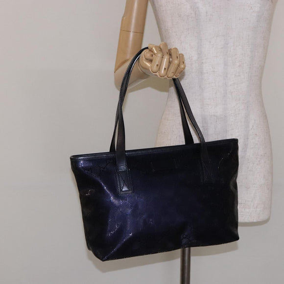 GUCCI GG implementation Tote Bag PVC Navy Silver 211133 Auth ki5982