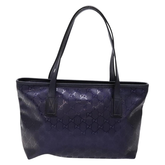 GUCCI GG implementation Tote Bag PVC Navy Silver 211133 Auth ki5982