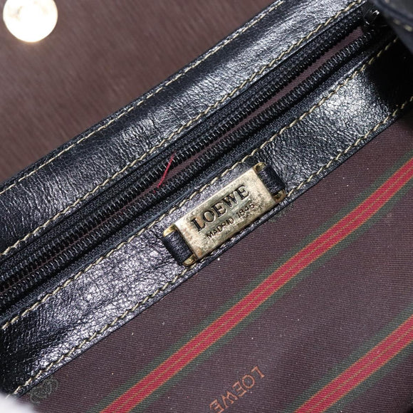 LOEWE Velazquez Hand Bag Leather Suede Brown Black gold Auth ki5987