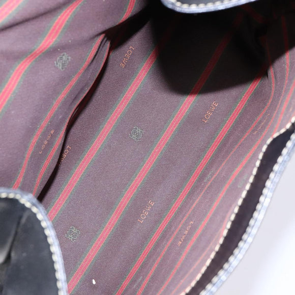 LOEWE Velazquez Hand Bag Leather Suede Brown Black gold Auth ki5987