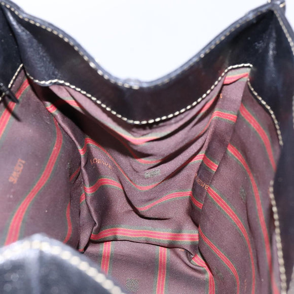 LOEWE Velazquez Hand Bag Leather Suede Brown Black gold Auth ki5987