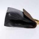 LOEWE Velazquez Hand Bag Leather Suede Brown Black gold Auth ki5987-3