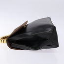 LOEWE Velazquez Hand Bag Leather Suede Brown Black gold Auth ki5987-4