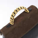 LOEWE Velazquez Hand Bag Leather Suede Brown Black gold Auth ki5987-6