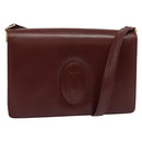 CARTIER Must Line Shoulder Bag Leather Bordeaux Gold Auth ki5993-1