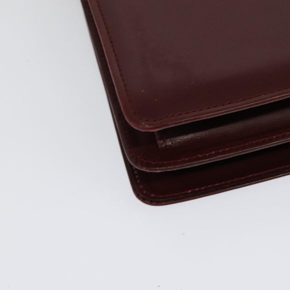 CARTIER Must Line Shoulder Bag Leather Bordeaux Gold Auth ki5993