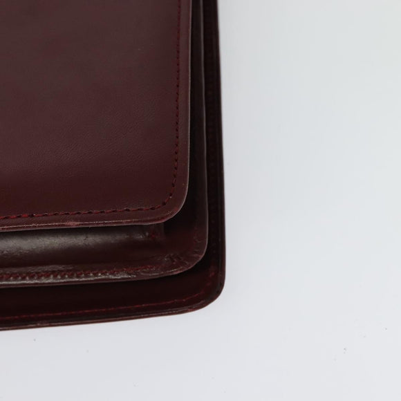 CARTIER Must Line Shoulder Bag Leather Bordeaux Gold Auth ki5993