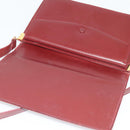 CARTIER Must Line Shoulder Bag Leather Bordeaux Gold Auth ki5993-17