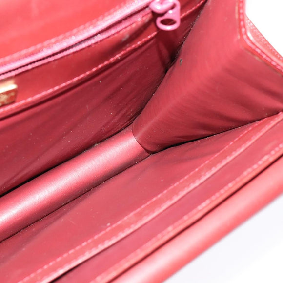 CARTIER Must Line Shoulder Bag Leather Bordeaux Gold Auth ki5993