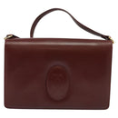 CARTIER Must Line Shoulder Bag Leather Bordeaux Gold Auth ki5993-13